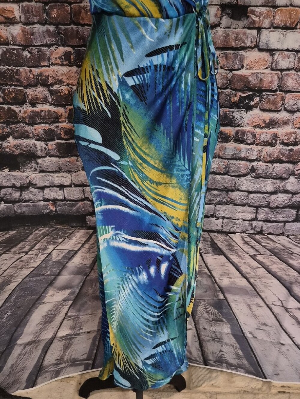 Cache Blue & Yellow Tropical Wrap Maxi Dress - Picture 4 of 9